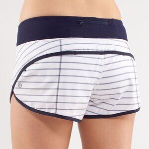 Lululemon Athletica Navy and White Quiet Stripe striped Speed Up Shorts 8 M